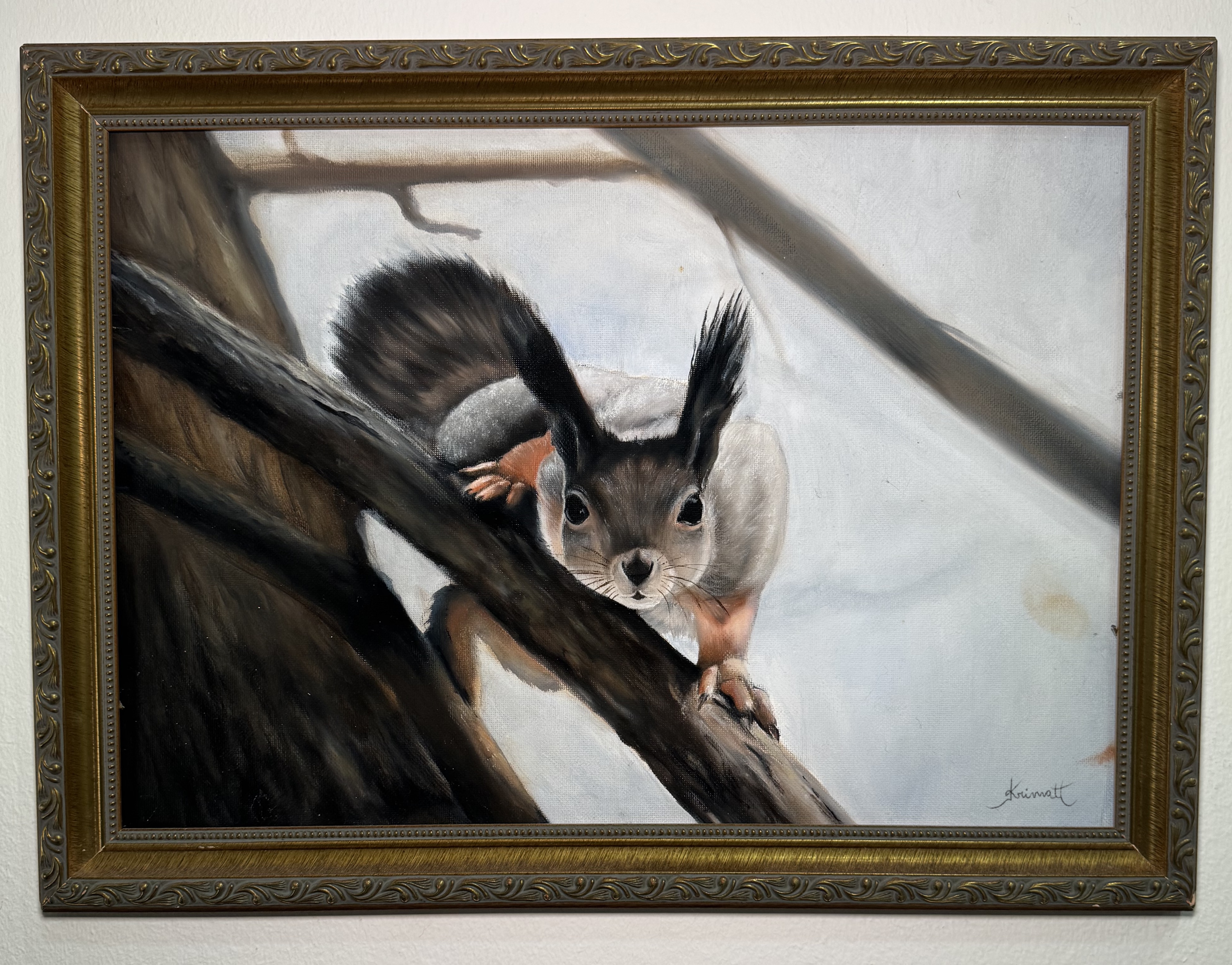 Pintura óleo KRIMATT Santiago — lechuza blanca