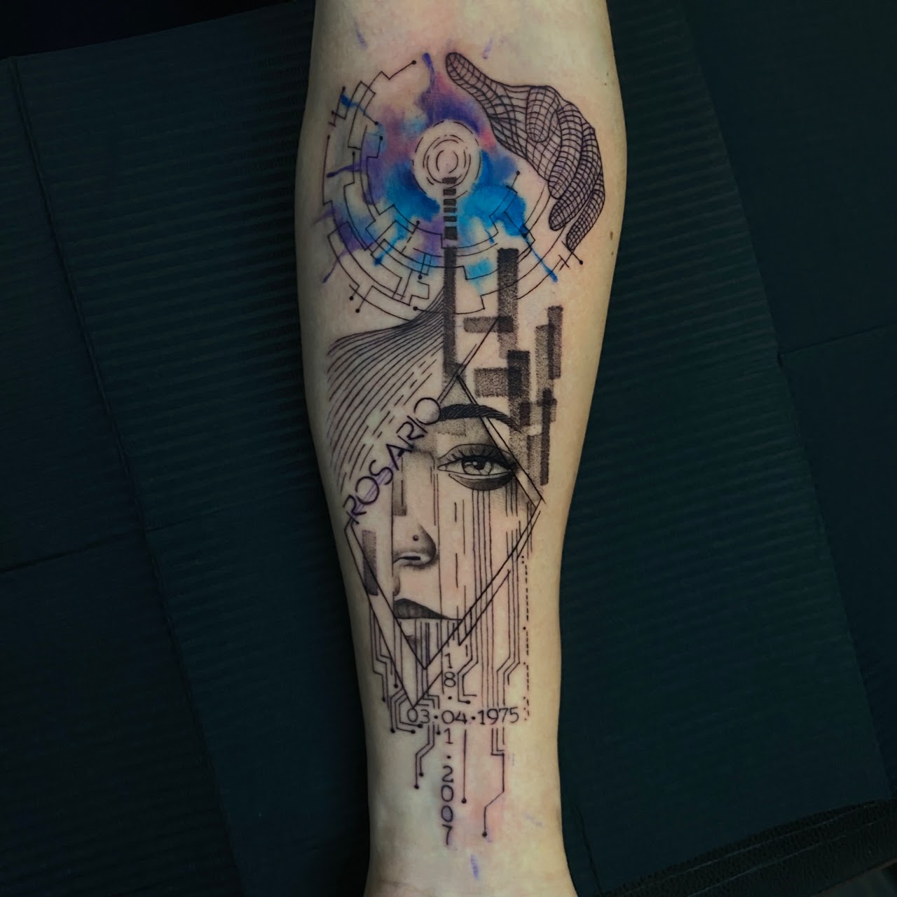 Tatuaje color Santiago