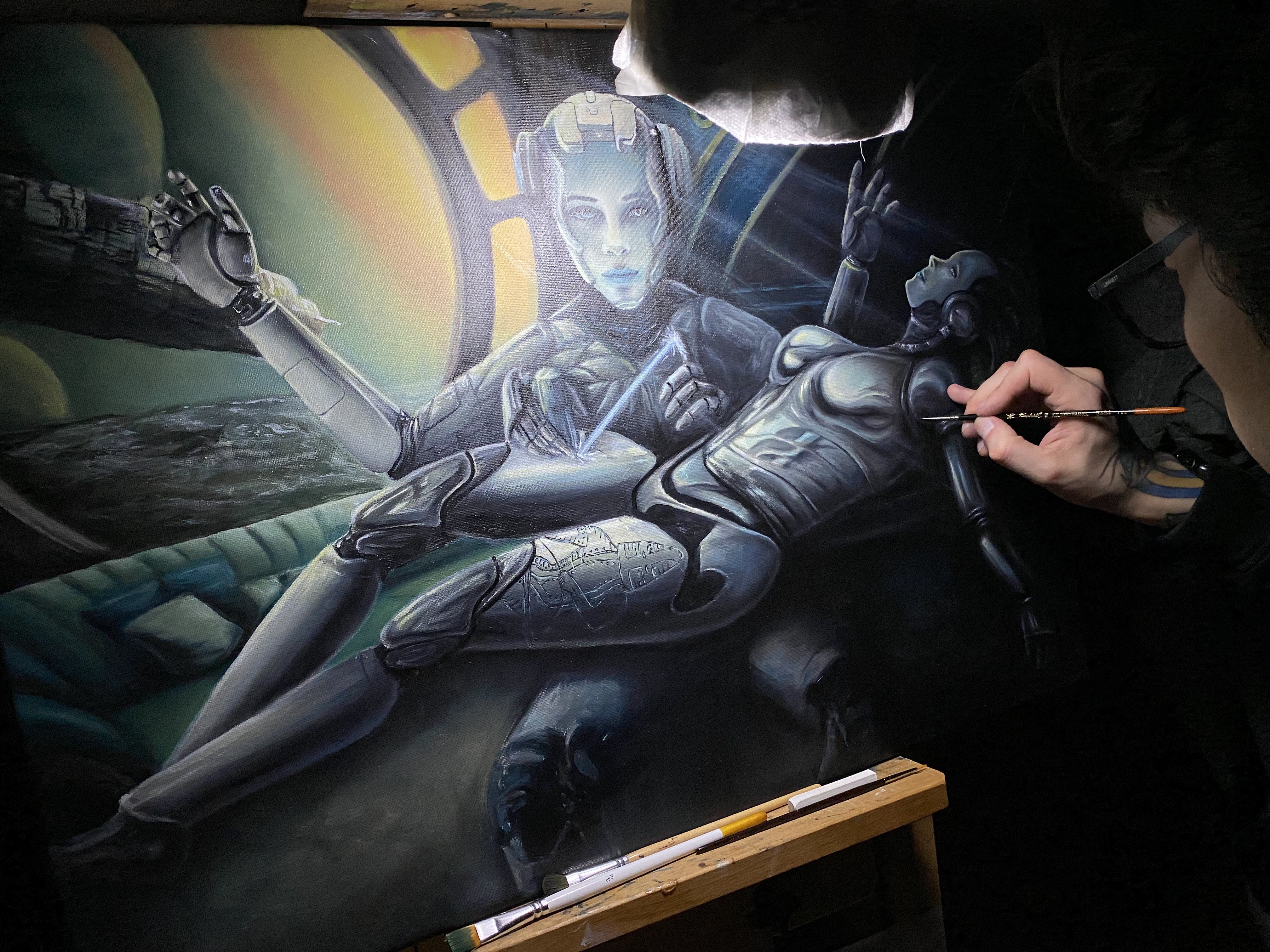 Krimatt pintando óleo — proceso androide